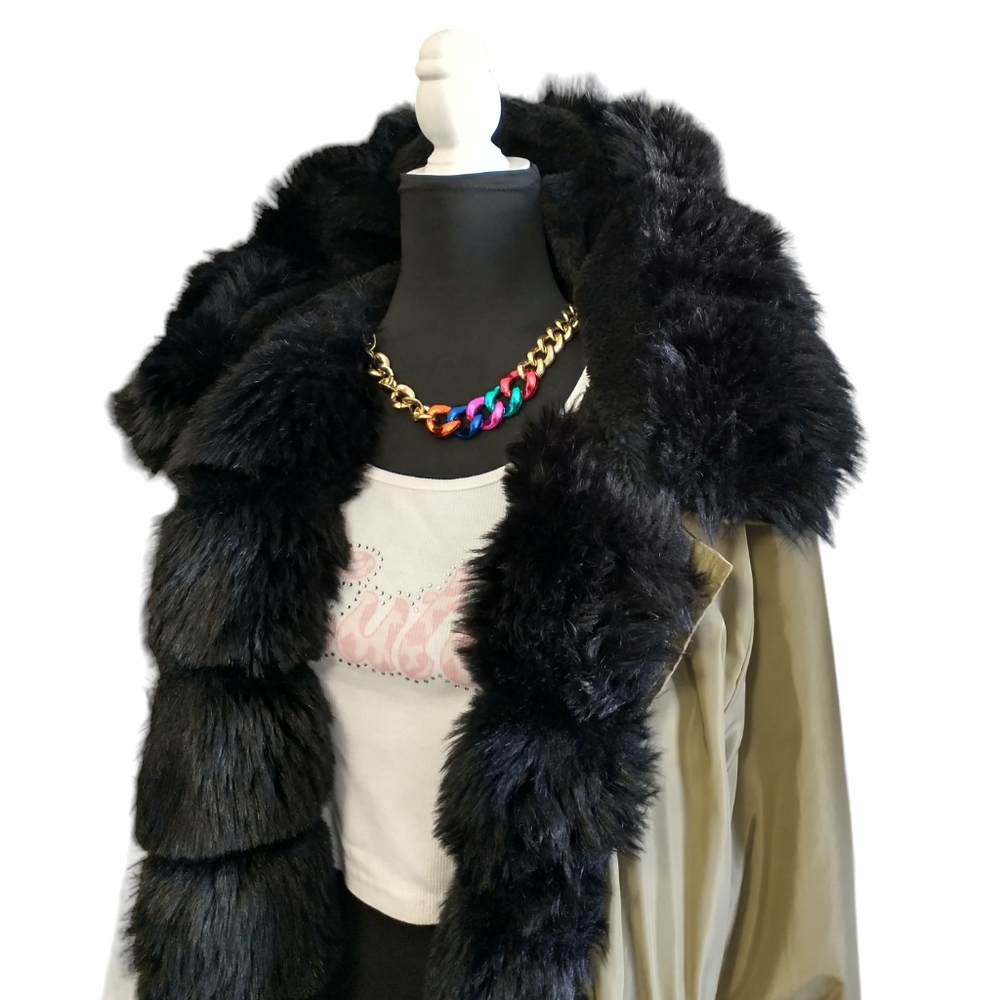 Roiii Winter Coat Luxury Women's (Faux Fur) Hooded Long Jacket. (Size/ M) - Picture 8 of 15